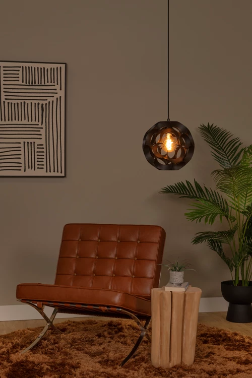 Lucide HANNELORE - Hanglamp - Ø 30 cm - 1xE27 - Zwart - sfeer 1